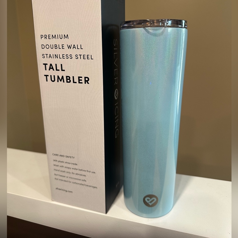 Silver Icing Blue glitter Stainless Steel Tumbler